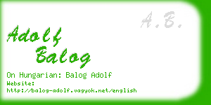 adolf balog business card